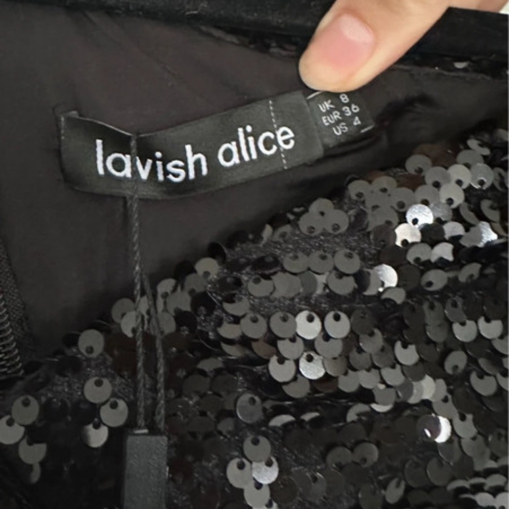 BNWT Lavish Alice Black Sequin Long Sleeve Dress - Picture 9 of 9